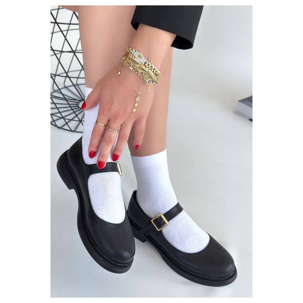 Yokox Siyah Cilt Oxford Ayakkabı