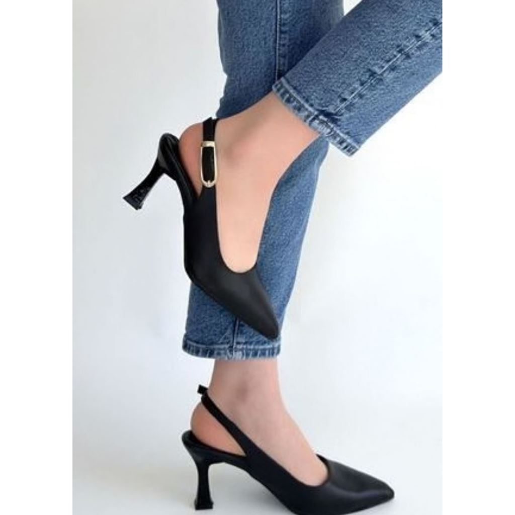 Hies Siyah Cilt Topuklu Ayakkabı