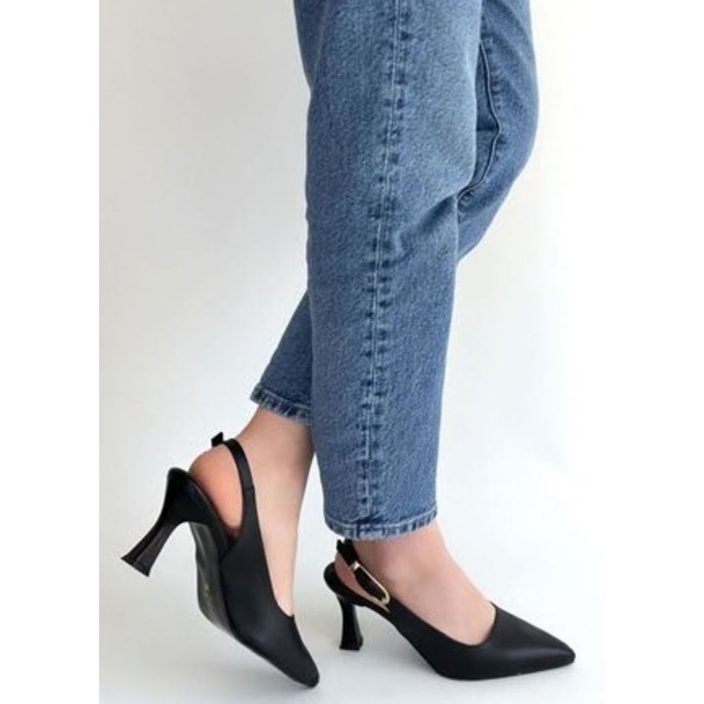 Hies Siyah Cilt Topuklu Ayakkabı