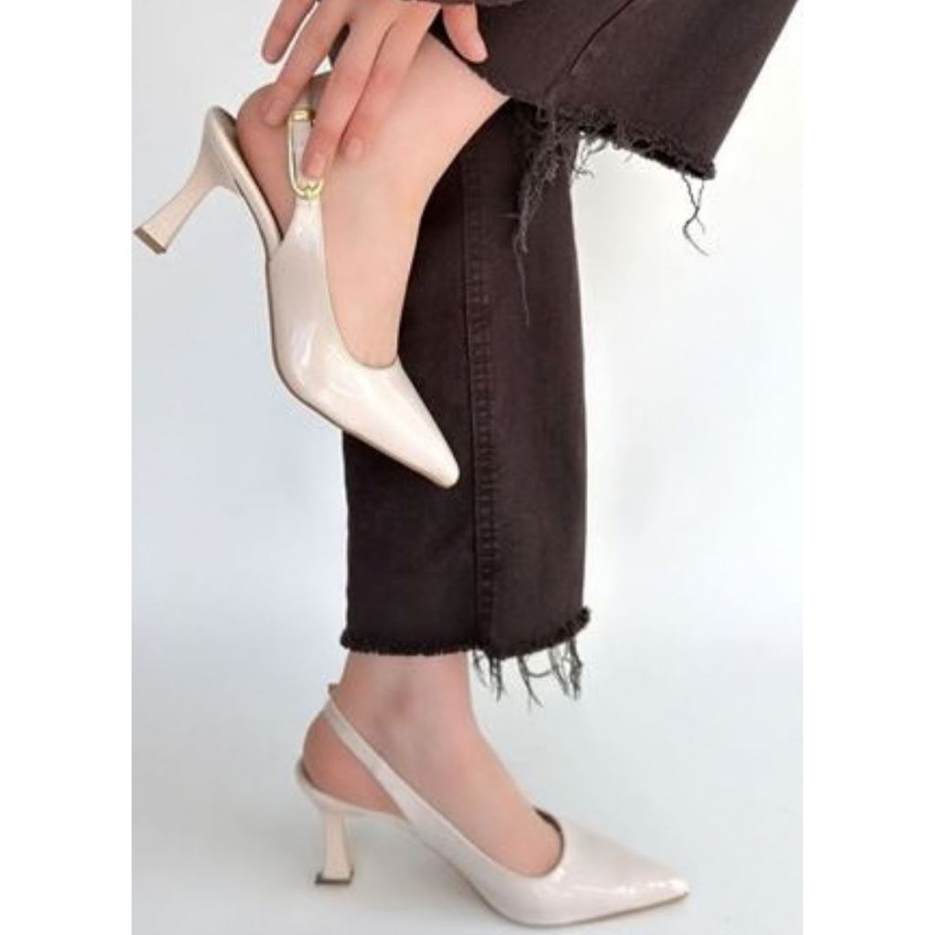 Hies Bej Rugan Topuklu Ayakkabı