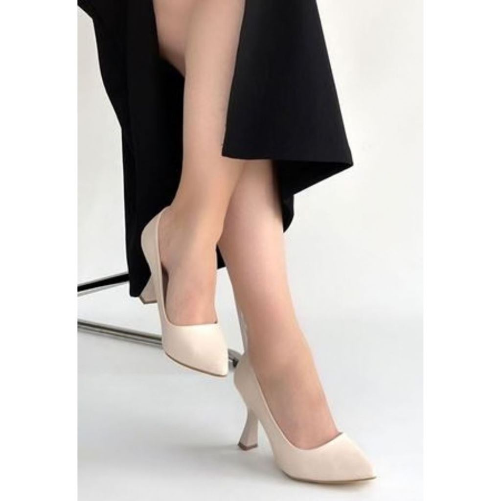 Meyli Bej Cilt Topuklu Ayakkabı