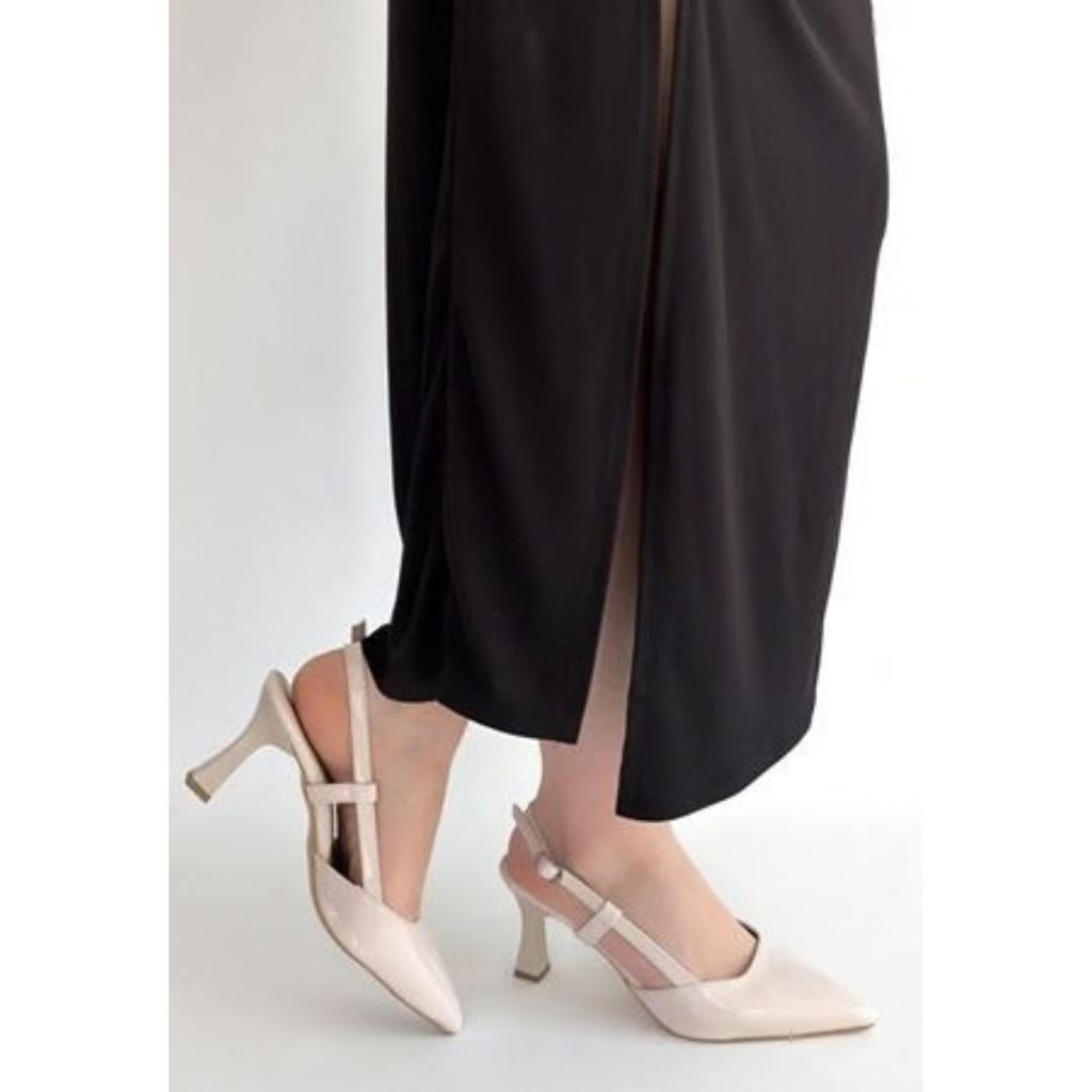 Hoost Bej Rugan Topuklu Ayakkabı