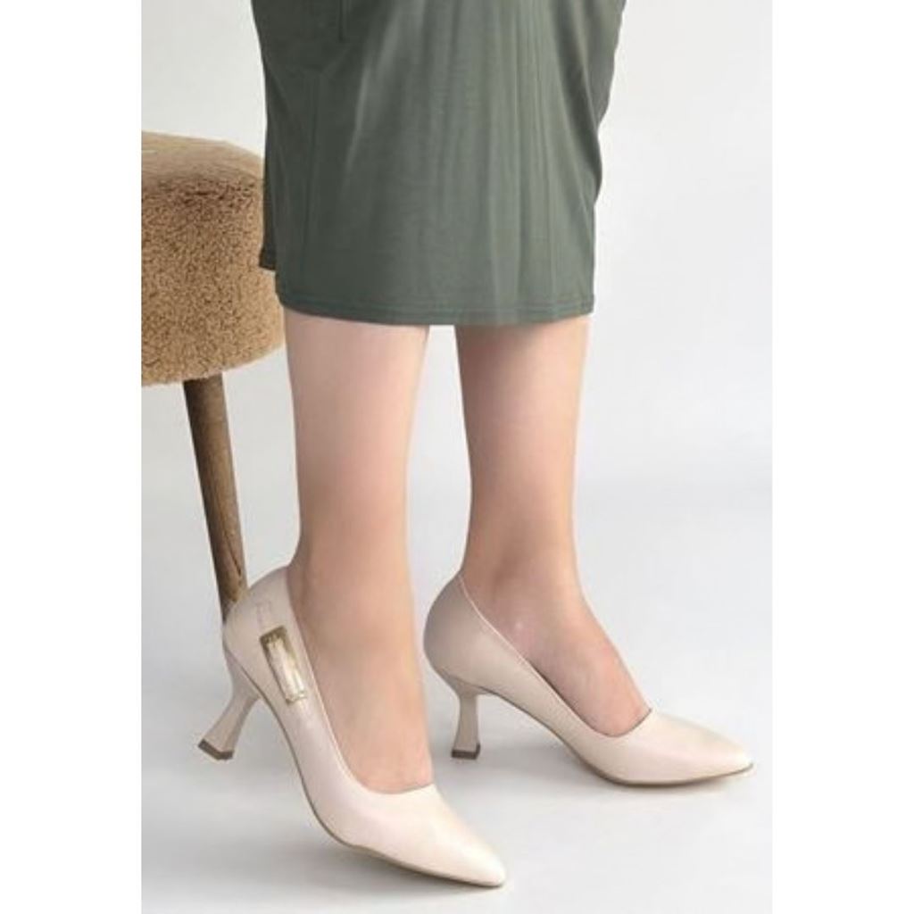 Yons Bej Cilt Topuklu Ayakkabı