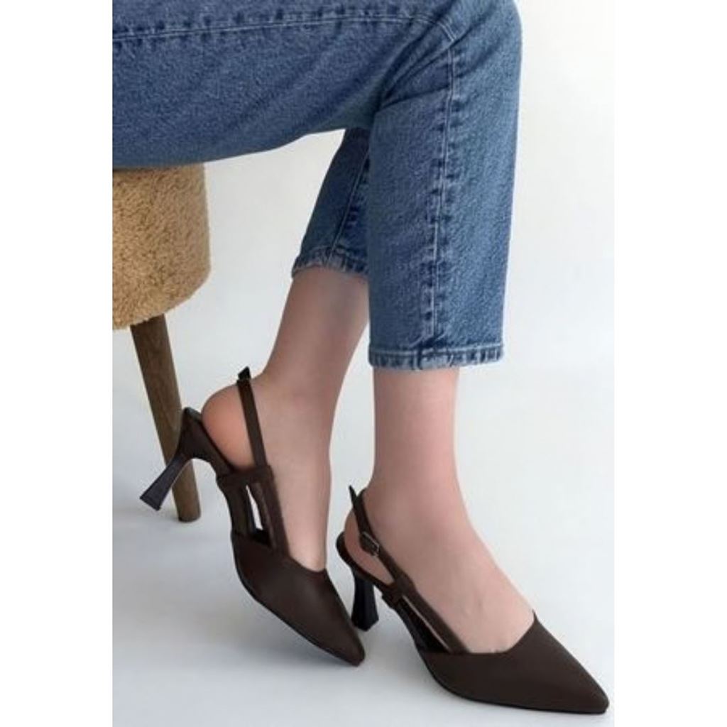 Hoost Kahverengi Cilt Topuklu Ayakkabı