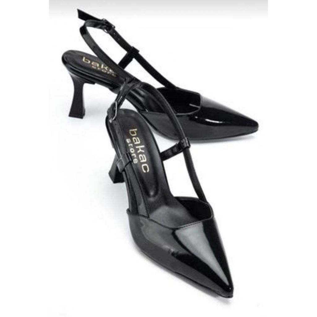 Hoost Siyah Rugan Topuklu Ayakkabı