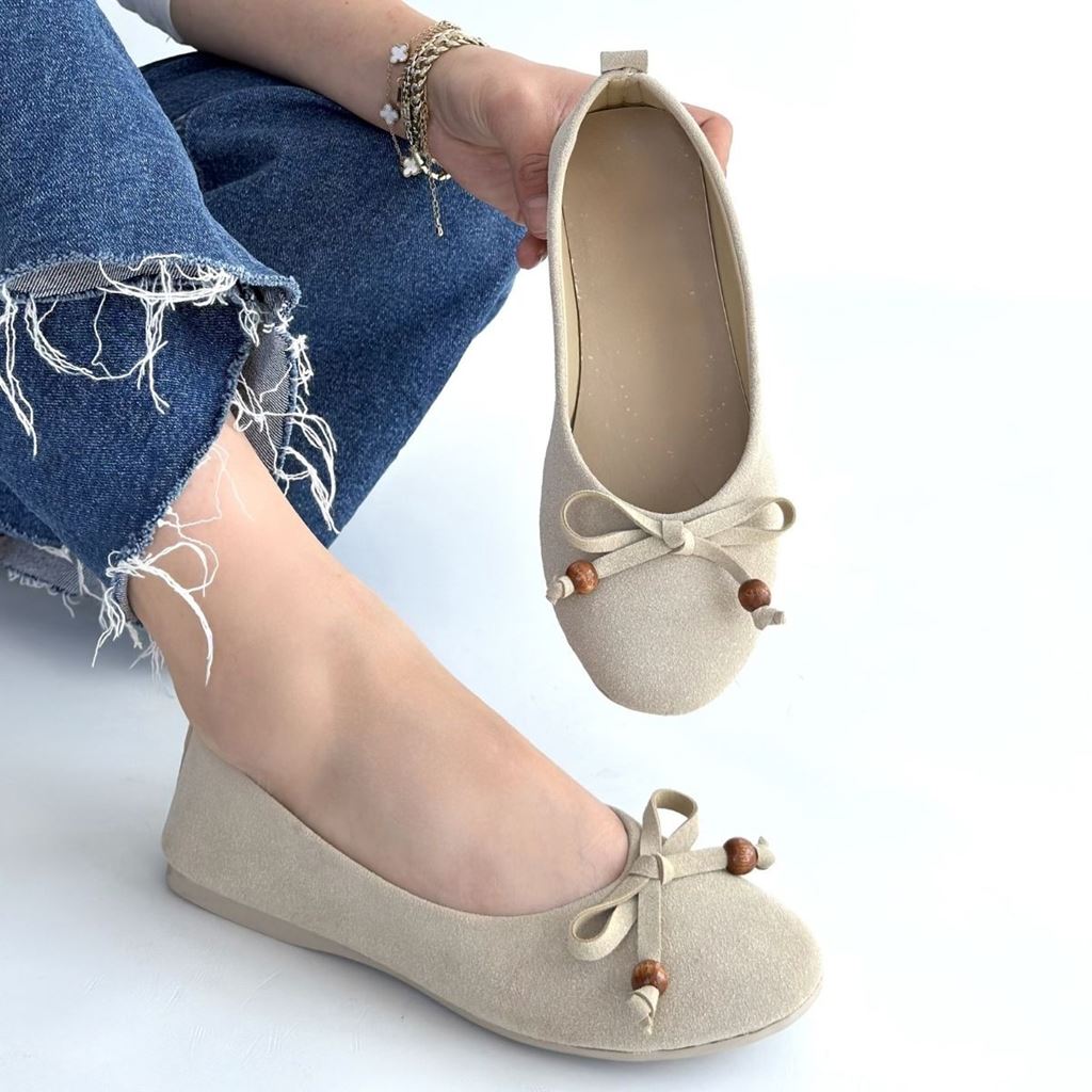 Cear Bej Deri Tozu Süet Babet Ayakkabı