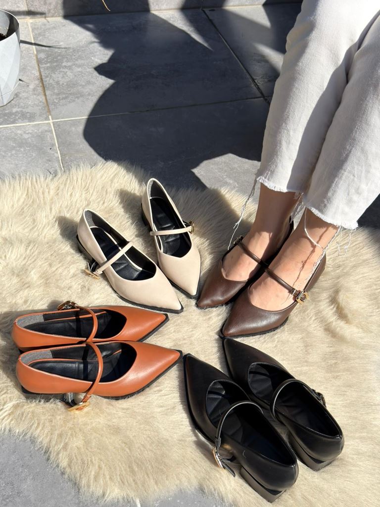 Galye Kahverengi Cilt Topuklu Ayakkabı