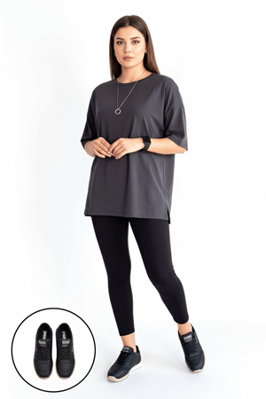 Tawen Siyah Cilt Bej Tabanlı Spor Ayakkabı Ana Görünüm