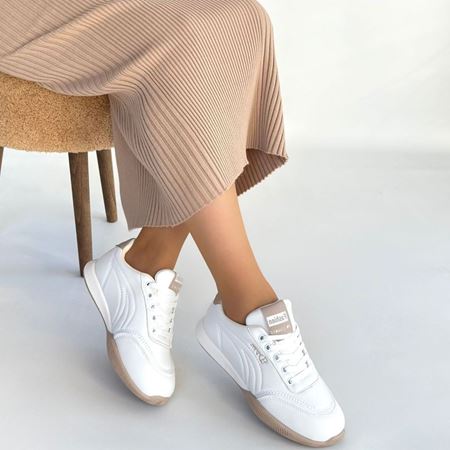 Tawen Beyaz Cilt Bağcıklı Spor Ayakkabı