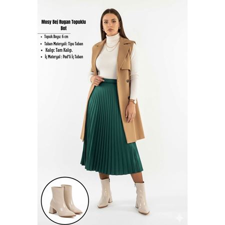 Mosy Bej Rugan Topuklu Bot