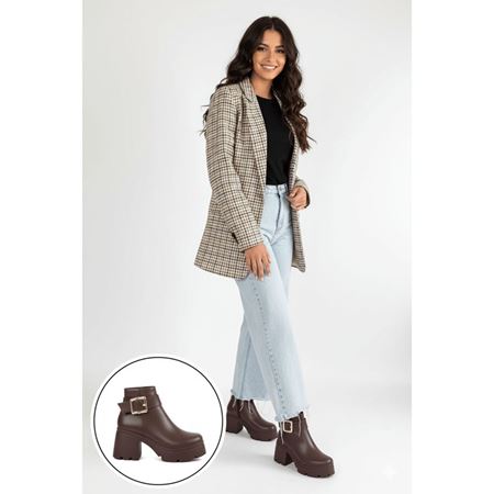 Pinma Kahverengi Cilt Topuklu Bot