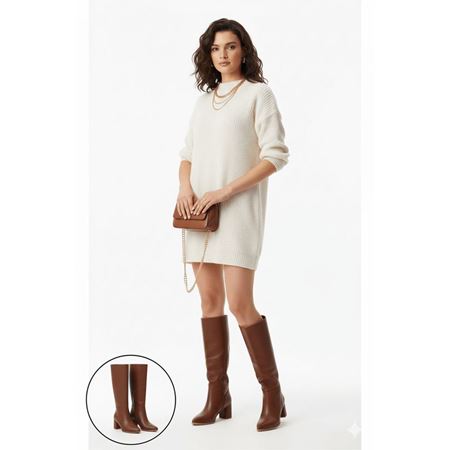 Roksa Taba Cilt Topuklu Çizme