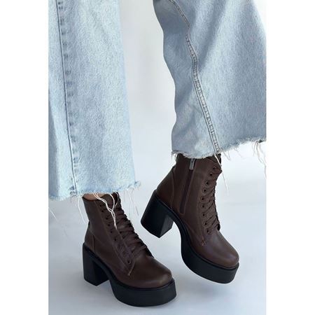 Tsan Kahverengi Cilt Bağcıklı Topuklu Bot