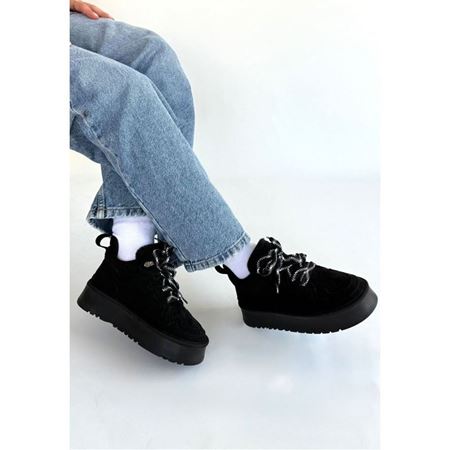 Muden Siyah Süet Bağcıklı Bot