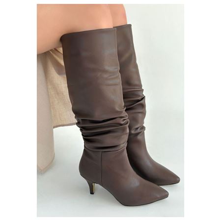 Zelya Kahverengi Cilt Topuklu Çizme