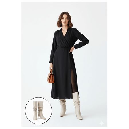 Zelya Bej Cilt Topuklu Çizme