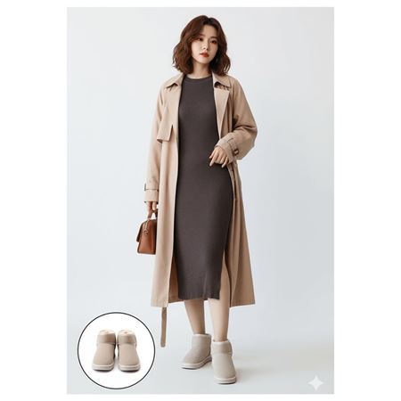 Elsa Bej Süet İçi Kürklü Kadın Panduf Bot