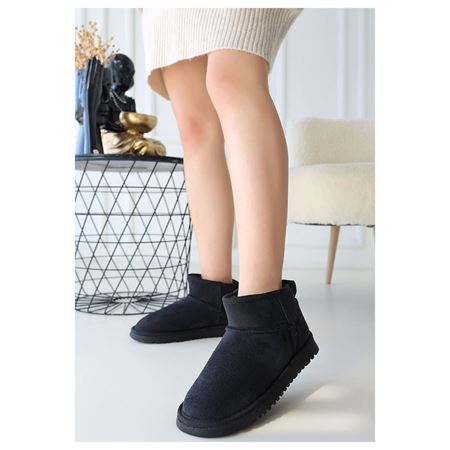 Elsa Siyah Süet İçi Kürklü Kadın Panduf Bot