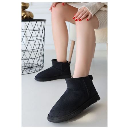 Elsa Siyah Süet İçi Kürklü Kadın Panduf Bot