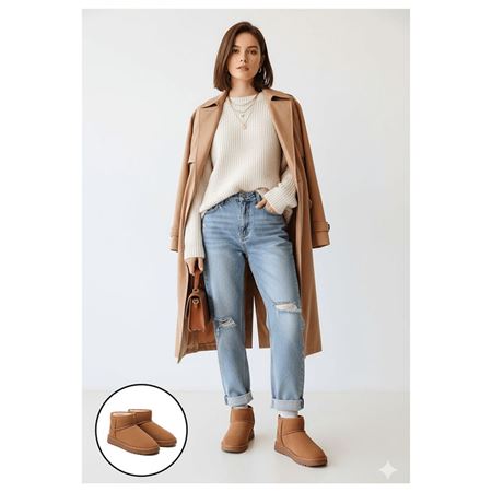 Elsa Taba Süet İçi Kürklü Kadın Panduf Bot