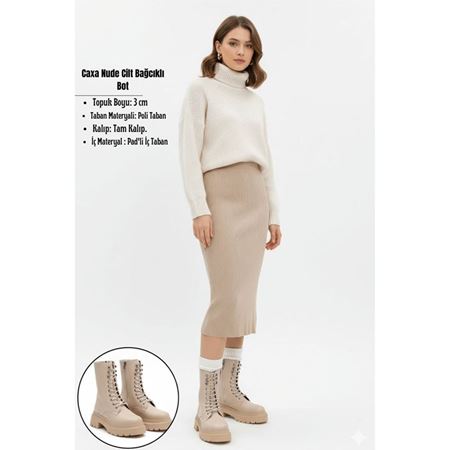 Caxa Nude Cilt Bağcıklı Bot