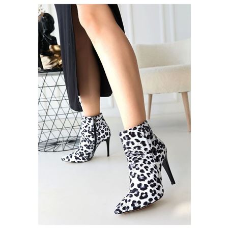 Blan Zebra Saten Topuklu Bot