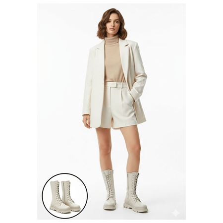 Toir Bej Cilt Bağcıklı Postal