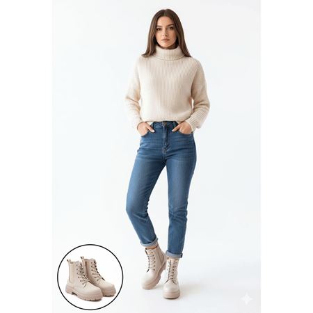 Daum Bej Cilt Bağcıklı Bot