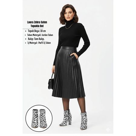 Loora Zebra Saten Topuklu Bot
