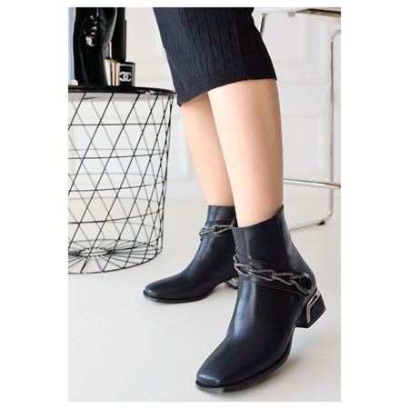 Roxani Siyah Cilt Topuklu Bot