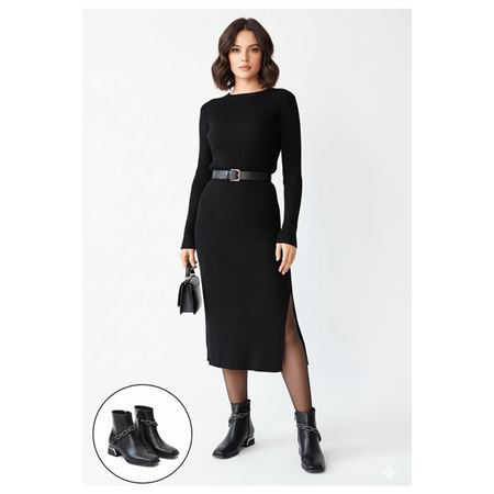 Roxani Siyah Cilt Topuklu Bot