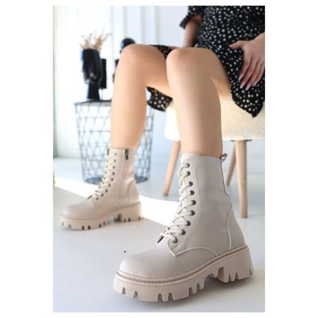 Flona Bej Cilt Bağcıklı Bot