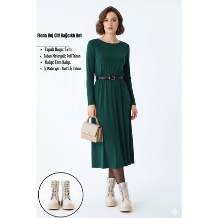 Flona Bej Cilt Bağcıklı Bot