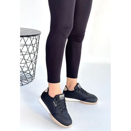 Tawen Siyah Cilt Bej Tabanlı Bağcıklı Spor Ayakkabı