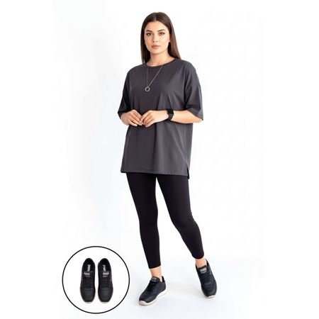 Tawen Siyah Cilt Bej Tabanlı Bağcıklı Spor Ayakkabı