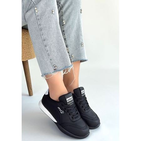 Tawen Siyah Cilt Bağcıklı Spor Ayakkabı