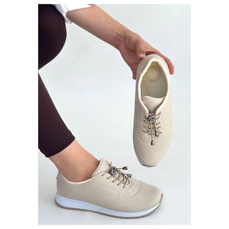 Finna Bej Stoperli Pratik Bağcıklı Günlük Konfor Kadın Sneaker