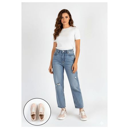 Hley Bej Rugan Gold Detaylı Platform Tabanlı Kadın Sneaker