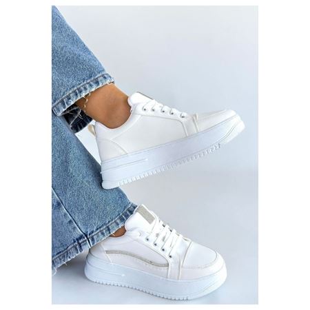 Natte Beyaz Taş Şeritli Ortopedik Platform Kadın Sneaker