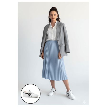 Zlay Beyaz Cilt Siyah Detaylı Bağcıklı Spor Ayakkabı