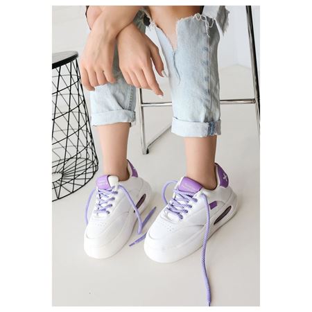 Chris Beyaz Cilt Lila Detaylı Bağcıklı Spor Ayakkabı