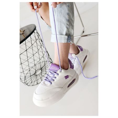 Chris Beyaz Cilt Lila Detaylı Bağcıklı Spor Ayakkabı