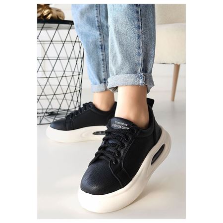 Chris Siyah Cilt Bağcıklı Spor Ayakkabı