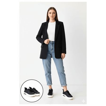 Chris Siyah Cilt Bağcıklı Spor Ayakkabı