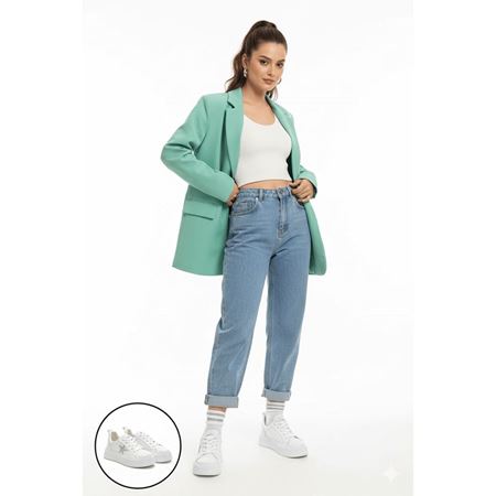 Piata Beyaz Cilt Bağcıklı Spor Ayakkabı