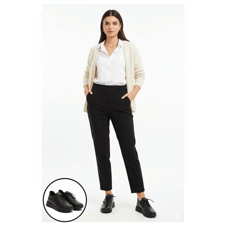 Romy Siyah Cilt  Bağcıklı Spor Ayakkabı