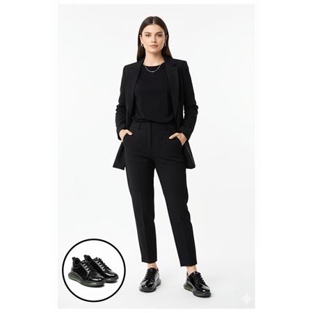 Piona Siyah Rugan Yeşil Tabanlı Spor Ayakkabı