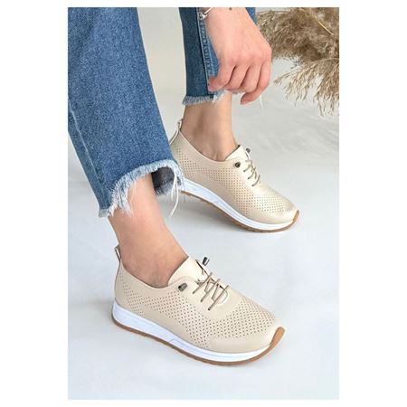 Tone Bej Cilt Bağcıklı Spor Ayakkabı