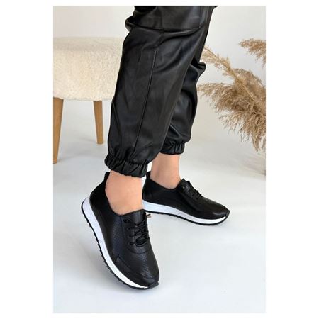 Tone Siyah Cilt Bağcıklı Spor Ayakkabı