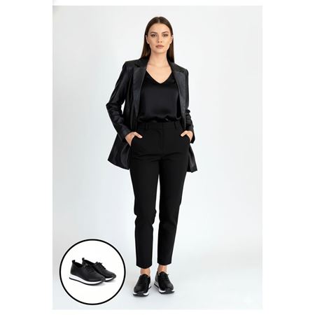 Tone Siyah Cilt Bağcıklı Spor Ayakkabı